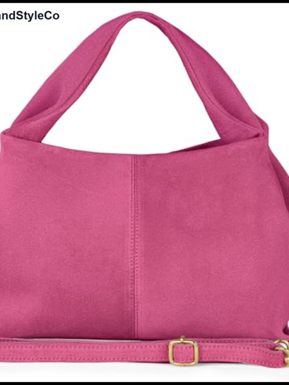 Italian Genuine Suede Shoulder Bag Sculpted Top Handle Detachable Strap Medium